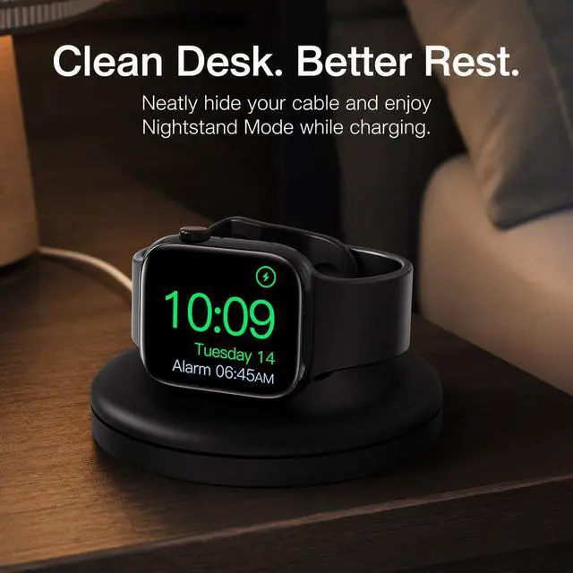 Alt view image 2 of 6 - Apple Watch Charger Stand with Cable Management, Portable Nightstand Dock Holder for Original Apple Watch Charger, Travel Friendly Organizer for Ultra 2/Ultra/10/9/8/7/SE