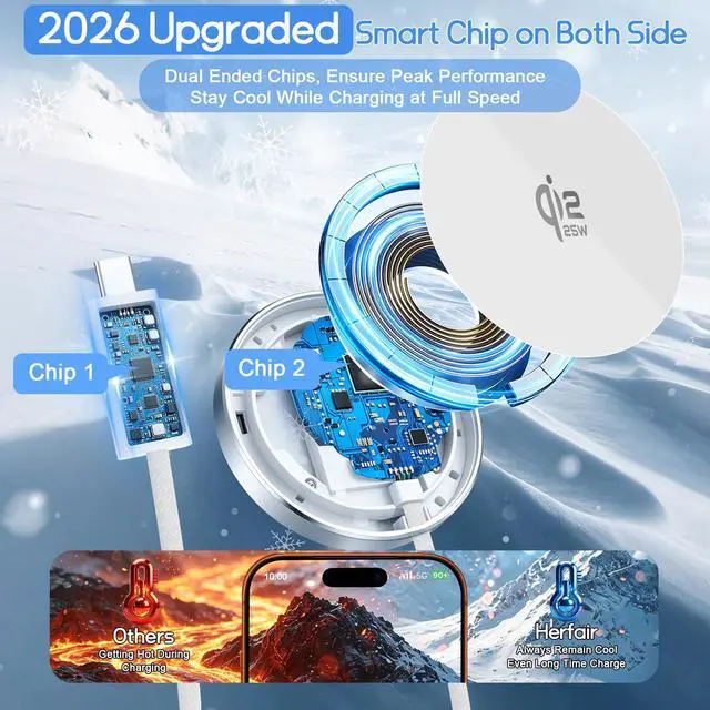 Alt view image 2 of 7 - 25W Wireless Charger for iPhone Magnetic Fast Charging Pad for Galaxy S26