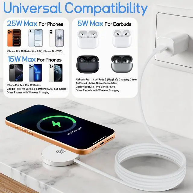 Alt view image 4 of 7 - 25W Wireless Charger for iPhone Magnetic Fast Charging Pad for Galaxy S26
