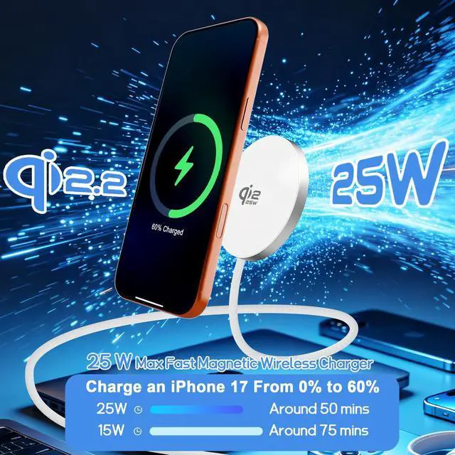 Alt view image 3 of 7 - 25W Wireless Charger for iPhone Magnetic Fast Charging Pad for Galaxy S26