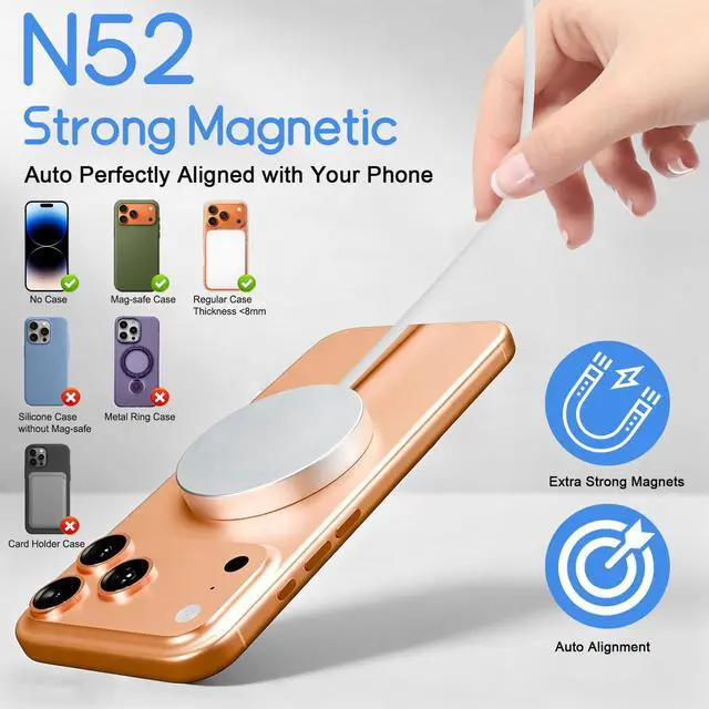 Alt view image 5 of 7 - 25W Wireless Charger for iPhone Magnetic Fast Charging Pad for Galaxy S26