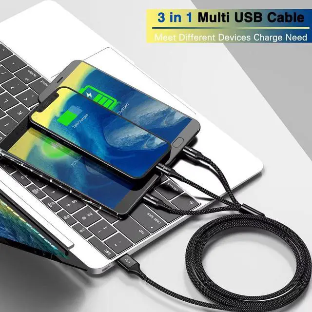 Alt view image 2 of 7 - Multi Charging Cable,3 in 1 Multiple Fast Charger Cord,Nylon Braided
