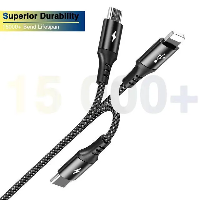 Alt view image 5 of 7 - Multi Charging Cable,3 in 1 Multiple Fast Charger Cord,Nylon Braided