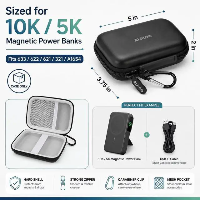 Alt view image 2 of 7 - Hard Portable Charger Case for Anker MagGo 10K/5K Power Bank
