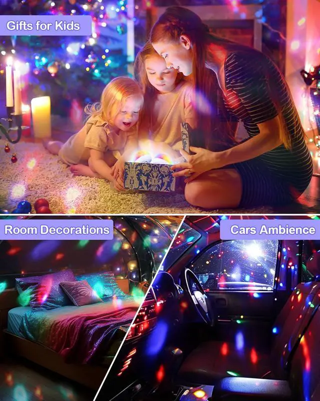 Alt view image 7 of 7 - USB Mini Disco Ball Light, Sound Activated Party Light for Karaoke Car, Stocking Stuffers for Kids, Party Decorations Gifts Favor for Birthday Halloween Christmas (4 Packs)