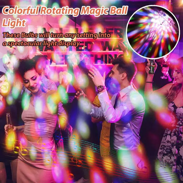 Alt view image 2 of 7 - 2 Pack Colorful Magic Rotating Ball Light, LED Plug in Disco Ball Light, RGB Disco Light Bulb, Party Lights Dj Disco Lights with Sockets for Home Room Dance Parties Bar Karaoke