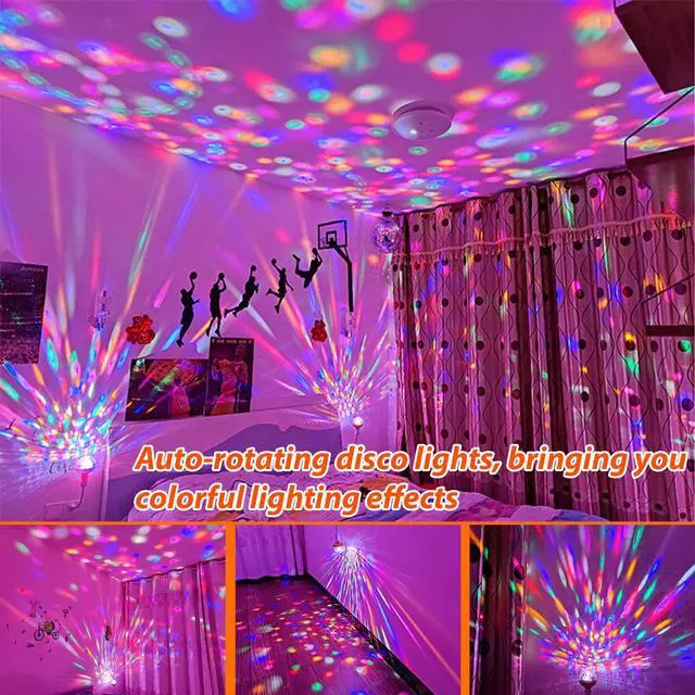 Alt view image 3 of 7 - 2 Pack Colorful Magic Rotating Ball Light, LED Plug in Disco Ball Light, RGB Disco Light Bulb, Party Lights Dj Disco Lights with Sockets for Home Room Dance Parties Bar Karaoke