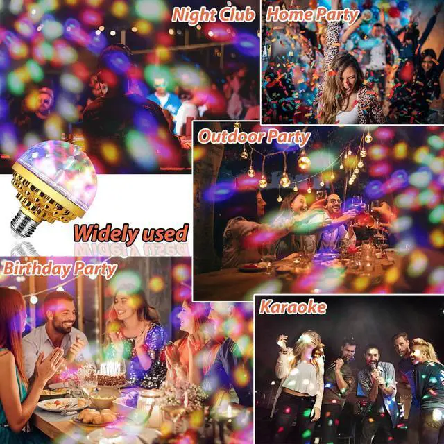 Alt view image 5 of 7 - 2 Pack Colorful Magic Rotating Ball Light, LED Plug in Disco Ball Light, RGB Disco Light Bulb, Party Lights Dj Disco Lights with Sockets for Home Room Dance Parties Bar Karaoke