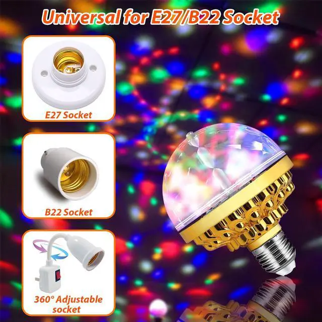 Alt view image 7 of 7 - 2 Pack Colorful Magic Rotating Ball Light, LED Plug in Disco Ball Light, RGB Disco Light Bulb, Party Lights Dj Disco Lights with Sockets for Home Room Dance Parties Bar Karaoke