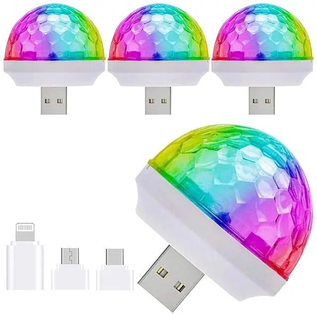 Main image of USB Mini Disco Ball Lights, Party Sound Activated DJ Stage Strobe Lights