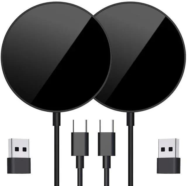 Main image of for MagSafe Charger 2 Pack, Magnetic Wireless Charging Pad for iPhone 17/17 Pro/17 Pro Max/Air/16 15 14 13 12 Pro Max Plus mini & AirPods 2 3 Pro, Strong Magnet, USB-C/A Ports (Black)