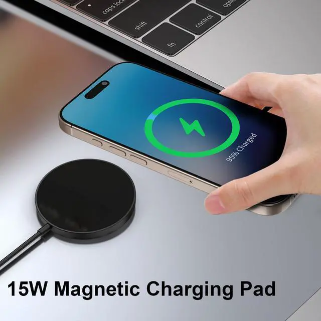 Alt view image 2 of 7 - for MagSafe Charger 2 Pack, Magnetic Wireless Charging Pad for iPhone 17/17 Pro/17 Pro Max/Air/16 15 14 13 12 Pro Max Plus mini & AirPods 2 3 Pro, Strong Magnet, USB-C/A Ports (Black)