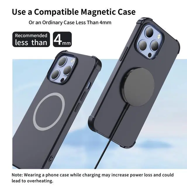Alt view image 7 of 7 - for MagSafe Charger 2 Pack, Magnetic Wireless Charging Pad for iPhone 17/17 Pro/17 Pro Max/Air/16 15 14 13 12 Pro Max Plus mini & AirPods 2 3 Pro, Aluminum Alloy, USB-C/A Ports(Solid Black)