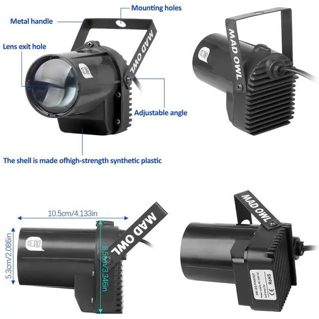 Alt view image 4 of 7 - Spotlight LED Pinspot Light - Motorized Mirror Ball Party Light