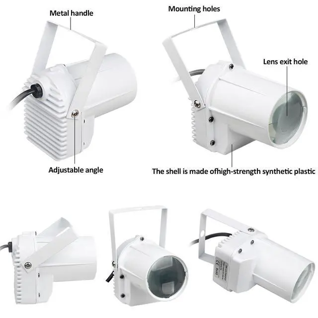 Alt view image 5 of 7 - Disco Ball Light, 3W Led White PinSpot for Light up Mirro Ball, Pin spot DJ Stage Lights (White Shell)