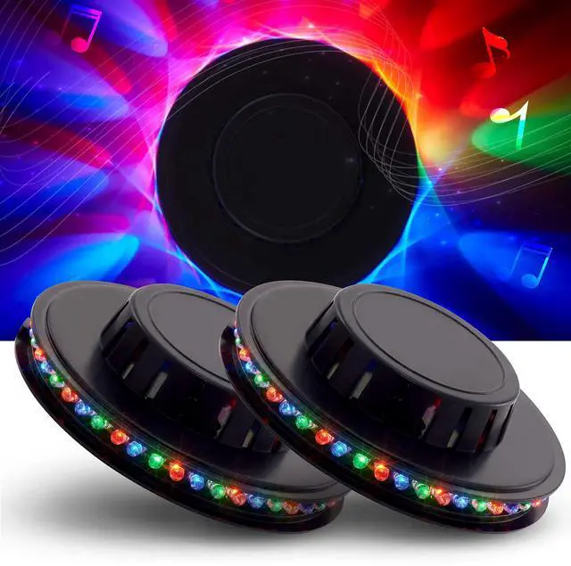 Main image of Sound Activated Party Lights x 2 Pack, USB Powered DJ Disco Lights for Parties, Birthday Party Decorations, Halloween Party Supplies, RGB Lights Sync with Music, Wall Mount Installation