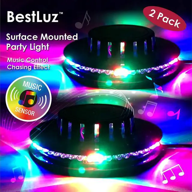 Alt view image 2 of 7 - Sound Activated Party Lights x 2 Pack, USB Powered DJ Disco Lights for Parties, Birthday Party Decorations, Halloween Party Supplies, RGB Lights Sync with Music, Wall Mount Installation