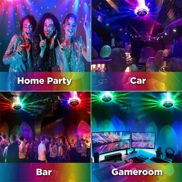 Alt view image 3 of 7 - Sound Activated Party Lights x 2 Pack, USB Powered DJ Disco Lights for Parties, Birthday Party Decorations, Halloween Party Supplies, RGB Lights Sync with Music, Wall Mount Installation