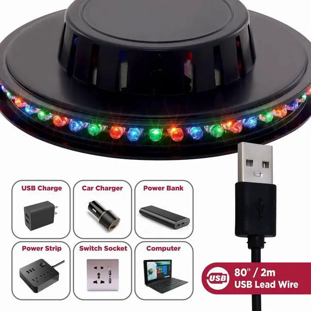 Alt view image 5 of 7 - Sound Activated Party Lights x 2 Pack, USB Powered DJ Disco Lights for Parties, Birthday Party Decorations, Halloween Party Supplies, RGB Lights Sync with Music, Wall Mount Installation