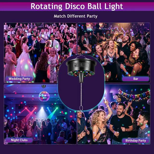 Alt view image 7 of 7 - Disco Ball Motor with Lights - 0/3/6/9/12/15RPM Rotating Adjustable