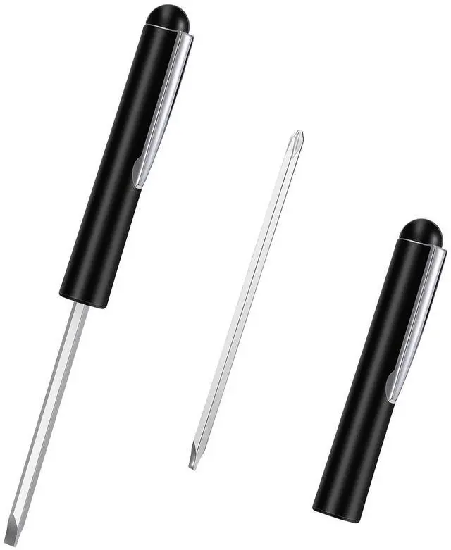 Main image of 2 PCS Mini Pocket Screwdriver with Magnetic Slotted Tips Reversible Double Ended Bit - Phillips and Flat Head