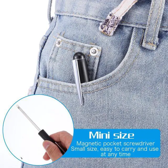 Alt view image 2 of 7 - 2 PCS Mini Pocket Screwdriver with Magnetic Slotted Tips Reversible Double Ended Bit - Phillips and Flat Head