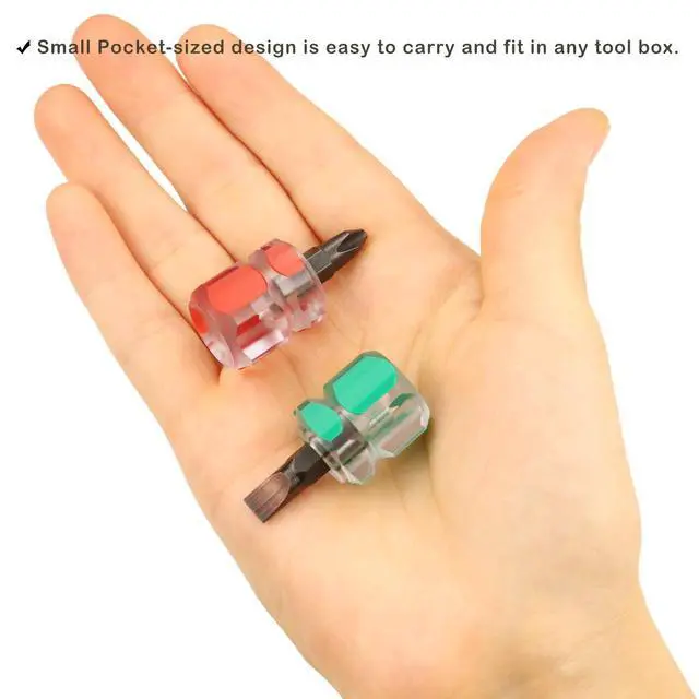 Alt view image 3 of 7 - Sewing Machine Screwdriver Mini Stubby Screwdriver Set - Ultra Short Pocket Screwdrivers for Narrow Spaces, 4 Pieces with Flat Head and Phillips Head