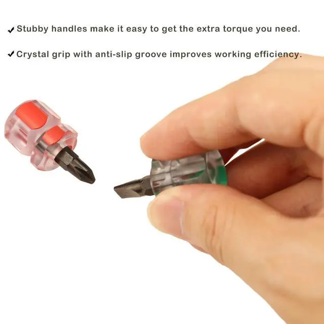 Alt view image 4 of 7 - Sewing Machine Screwdriver Mini Stubby Screwdriver Set - Ultra Short Pocket Screwdrivers for Narrow Spaces, 4 Pieces with Flat Head and Phillips Head