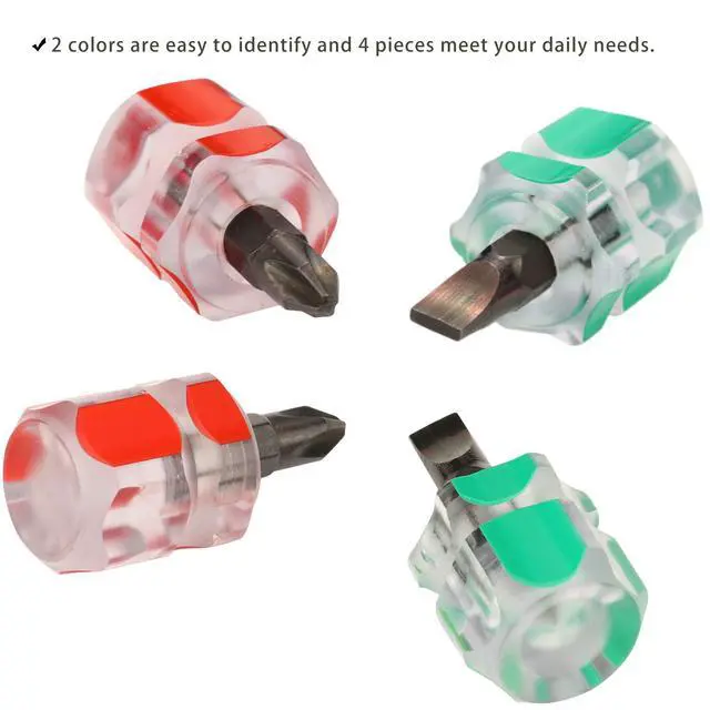 Alt view image 7 of 7 - Sewing Machine Screwdriver Mini Stubby Screwdriver Set - Ultra Short Pocket Screwdrivers for Narrow Spaces, 4 Pieces with Flat Head and Phillips Head