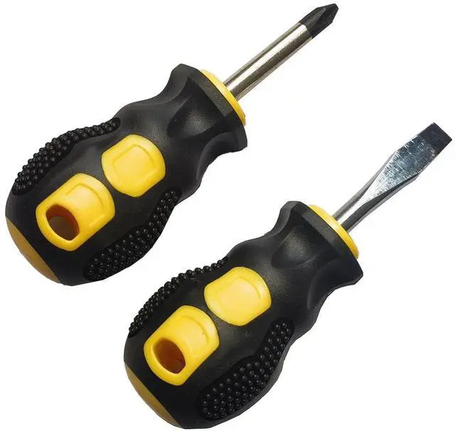 Main image of 2PCS Short Phillips-Head and Flathead Screwdrivers,Pocket Magnetic Screwdriver Set for DIY Repairing