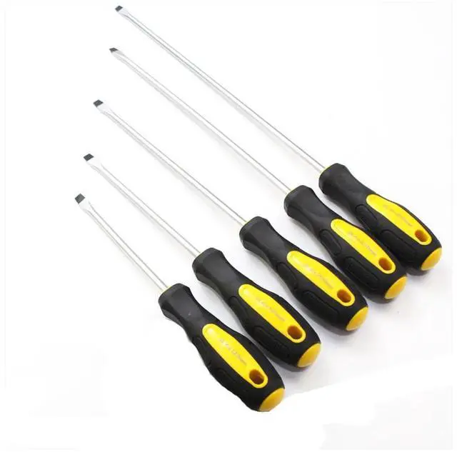 Main image of 5 Pcs Slotted Flat Screwdriver Magnetic Tip Screwdriver Set Non-Slip Ergonomic Cushion Grip Screwdriver Set Kit For Auto Repair Electronics Furniture Assembly
