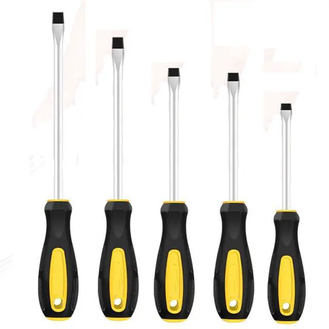 Alt view image 2 of 7 - 5 Pcs Slotted Flat Screwdriver Magnetic Tip Screwdriver Set Non-Slip Ergonomic Cushion Grip Screwdriver Set Kit For Auto Repair Electronics Furniture Assembly