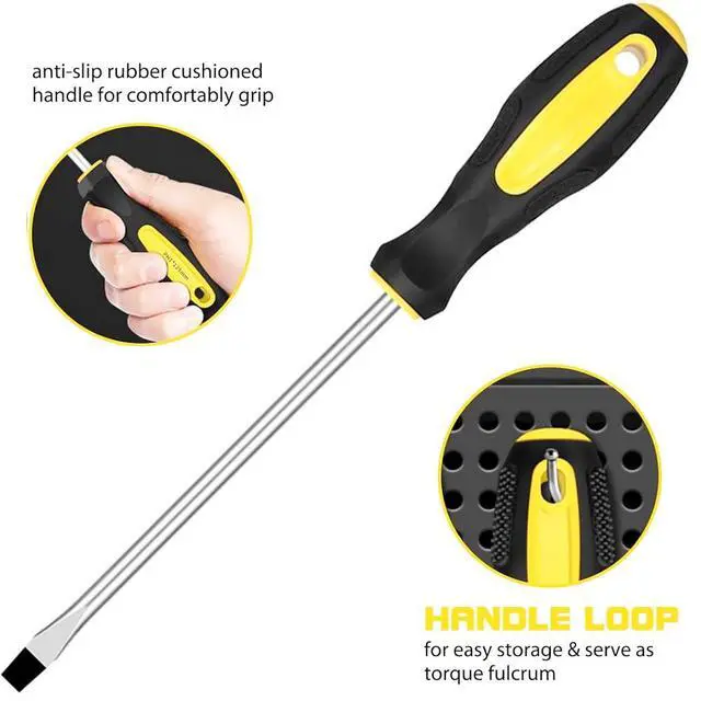 Alt view image 5 of 7 - 5 Pcs Slotted Flat Screwdriver Magnetic Tip Screwdriver Set Non-Slip Ergonomic Cushion Grip Screwdriver Set Kit For Auto Repair Electronics Furniture Assembly