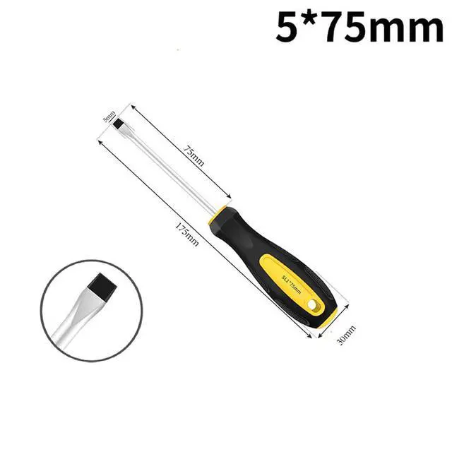 Alt view image 7 of 7 - 5 Pcs Slotted Flat Screwdriver Magnetic Tip Screwdriver Set Non-Slip Ergonomic Cushion Grip Screwdriver Set Kit For Auto Repair Electronics Furniture Assembly