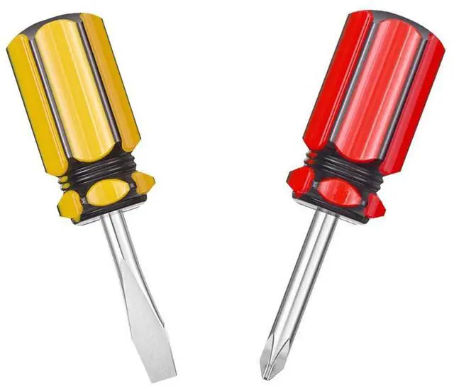 Main image of Short Screwdriver Set: Two-Color Small Handle Stubby Screwdriver - Phillips & Flat Head