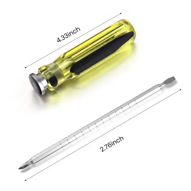 Alt view image 2 of 6 - small screwdriver with Reversible Magnetic Tips - Adjustable Length -#2 Phillips, Slotted 1/4 flat head and Phillips screw driver