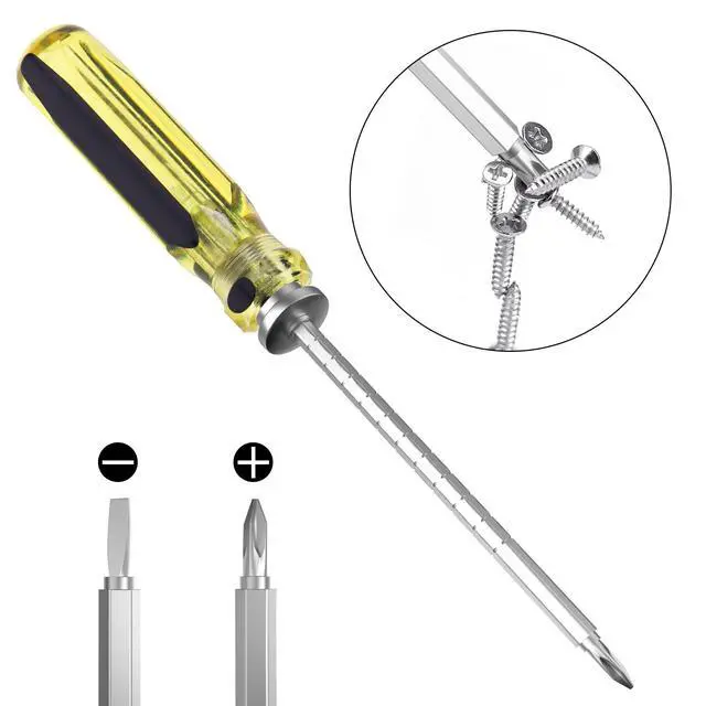 Alt view image 3 of 6 - small screwdriver with Reversible Magnetic Tips - Adjustable Length -#2 Phillips, Slotted 1/4 flat head and Phillips screw driver