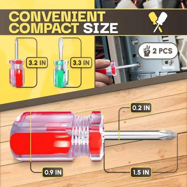 Alt view image 2 of 7 - 2 Pcs Small Screwdriver Set, Magnetic Tip, 3.2 and 3.3 Inches