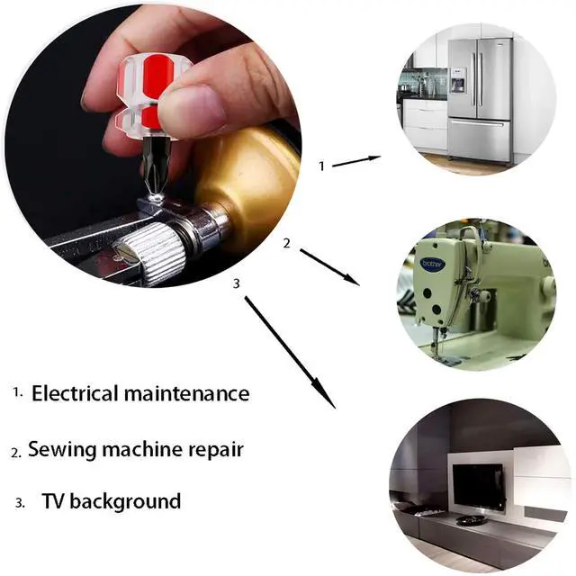 Alt view image 5 of 6 - Mini ultrashort flat head and Phillips small screwdriver set, sewing machine screwdriver tool concept