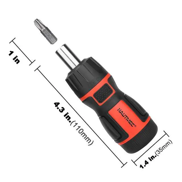 Alt view image 5 of 7 - 7-in-1 Stubby Ratcheting Screwdriver Set, Ratchet Short Screwdriver Set with Multi Bit Screw Driver Tool All in One, Chrome Vanadium Steel Shaft 3PCS Phillips and 3PCS Slotted