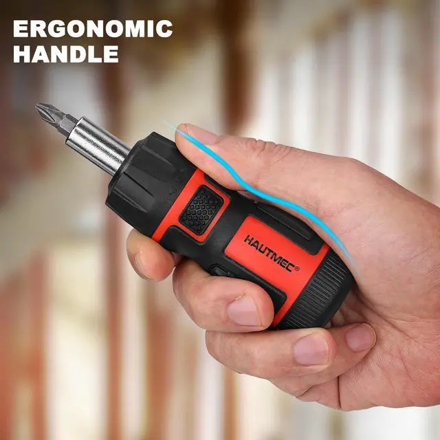 Alt view image 6 of 7 - 7-in-1 Stubby Ratcheting Screwdriver Set, Ratchet Short Screwdriver Set with Multi Bit Screw Driver Tool All in One, Chrome Vanadium Steel Shaft 3PCS Phillips and 3PCS Slotted