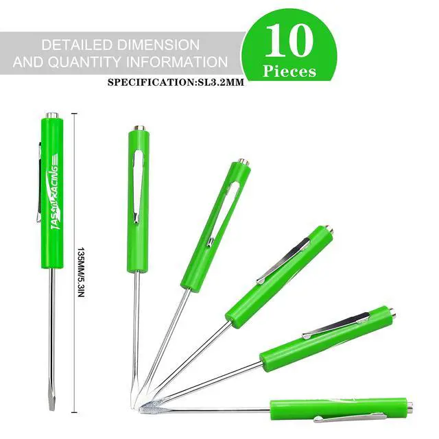 Alt view image 2 of 7 - 10Pcs Mini Tops and Pocket Clips Pocket Screwdriver Strong Magnetic Slotted Screwdriver Green 3mm
