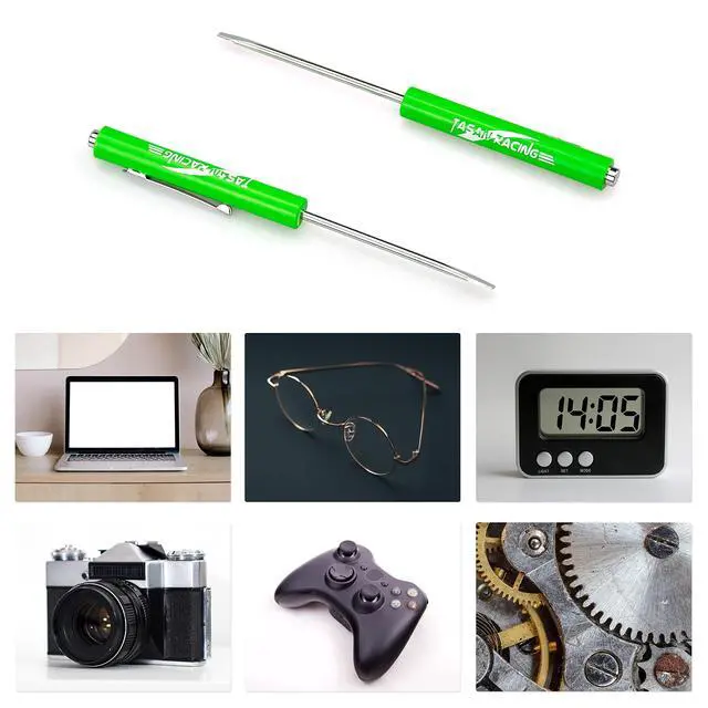 Alt view image 4 of 7 - 10Pcs Mini Tops and Pocket Clips Pocket Screwdriver Strong Magnetic Slotted Screwdriver Green 3mm