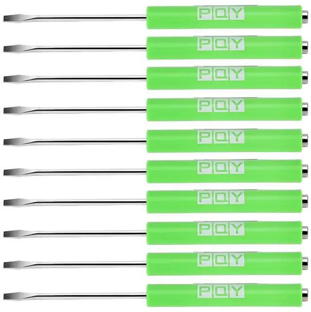 Main image of 10Pcs Mini Pocket Screwdriver with Clip Magnetic Slotted Small Screw Drivers with Flat Head for Mechanical, Electrician (green)