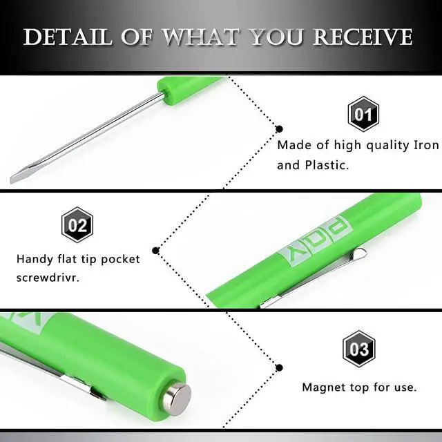 Alt view image 2 of 5 - 10Pcs Mini Pocket Screwdriver with Clip Magnetic Slotted Small Screw Drivers with Flat Head for Mechanical, Electrician (green)