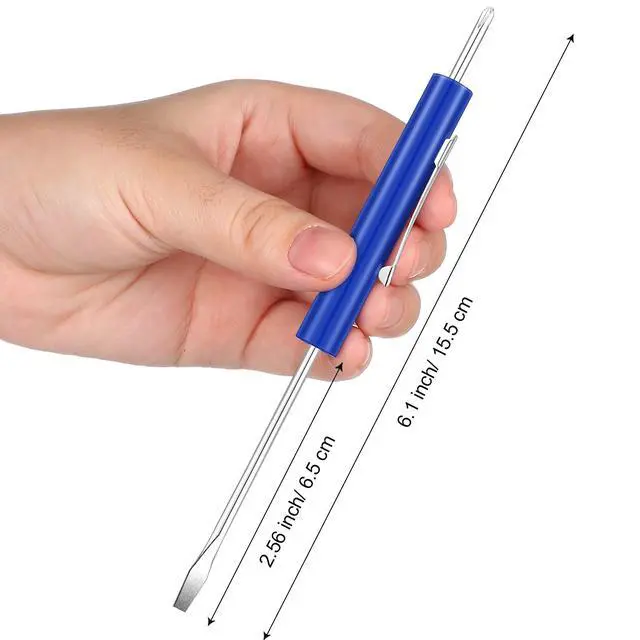 Alt view image 3 of 7 - 10 Pieces Pocket Screwdriver Set with Clip Double End and Slotted Blue Two Use Set Mini Pocket Screwdrivers for Mechanics, Electricians, Electronic Technicians, Assemblers