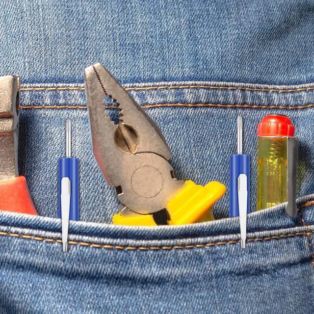 Alt view image 6 of 7 - 10 Pieces Pocket Screwdriver Set with Clip Double End and Slotted Blue Two Use Set Mini Pocket Screwdrivers for Mechanics, Electricians, Electronic Technicians, Assemblers