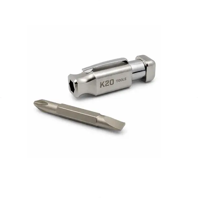 Alt view image 2 of 5 - Screwdriver with Magnet & Clip (Stainless Steel) Double Ended with Phillips, Flat Head