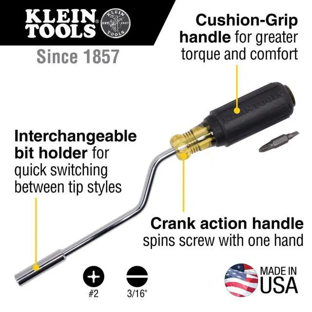 Alt view image 2 of 7 - 67100 Multi-Screwdriver Set, Made in USA, 2-in-1 Interchangeable Rapi-Driv Screwdriver with Phillips and Slotted Bits