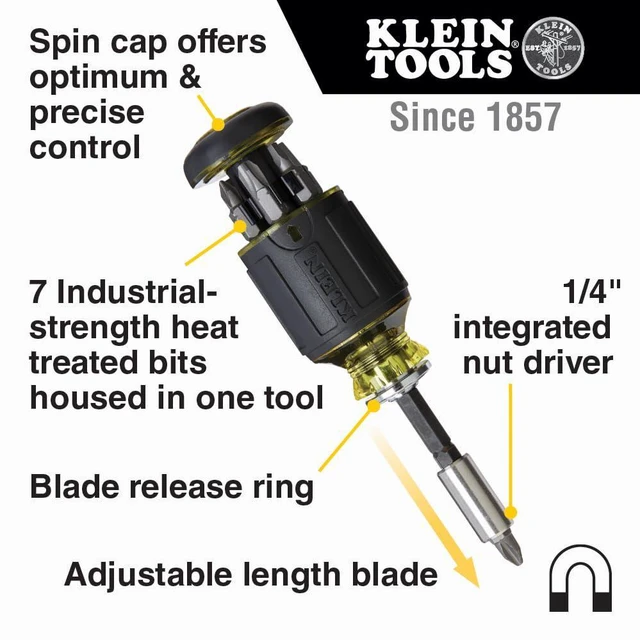 Alt view image 4 of 7 - 80037 Screwdriver Tool Set, Multi-Bit Pocket Precision Screwdriver and Adjustable Length Stubby, 2-Piece